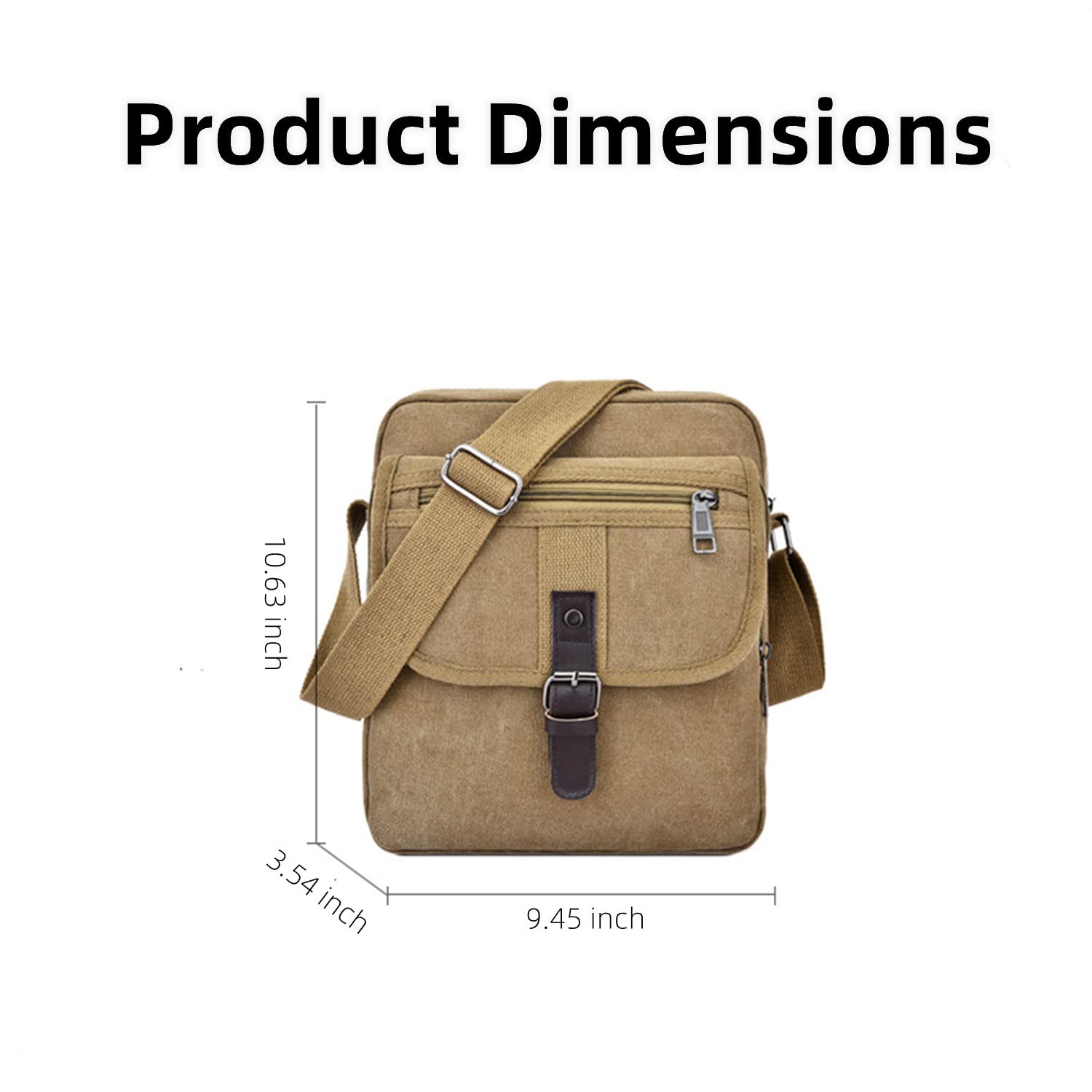 Vintage Multi-function Canvas Small Messenger Bag Casual Crossbody Shoulder Bag Chest Bag Purse Satchel Handbag (Khaki)