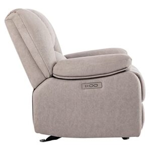 Watson & Whitely Power Recliner Chair for Adults, Fabric Electric Glider Reclining Chair for Living Room and Nursery, Upholstered Rocker Recliner with USB Port, Creamy Grey