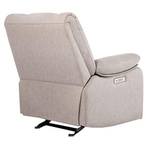 Watson & Whitely Power Recliner Chair for Adults, Fabric Electric Glider Reclining Chair for Living Room and Nursery, Upholstered Rocker Recliner with USB Port, Creamy Grey