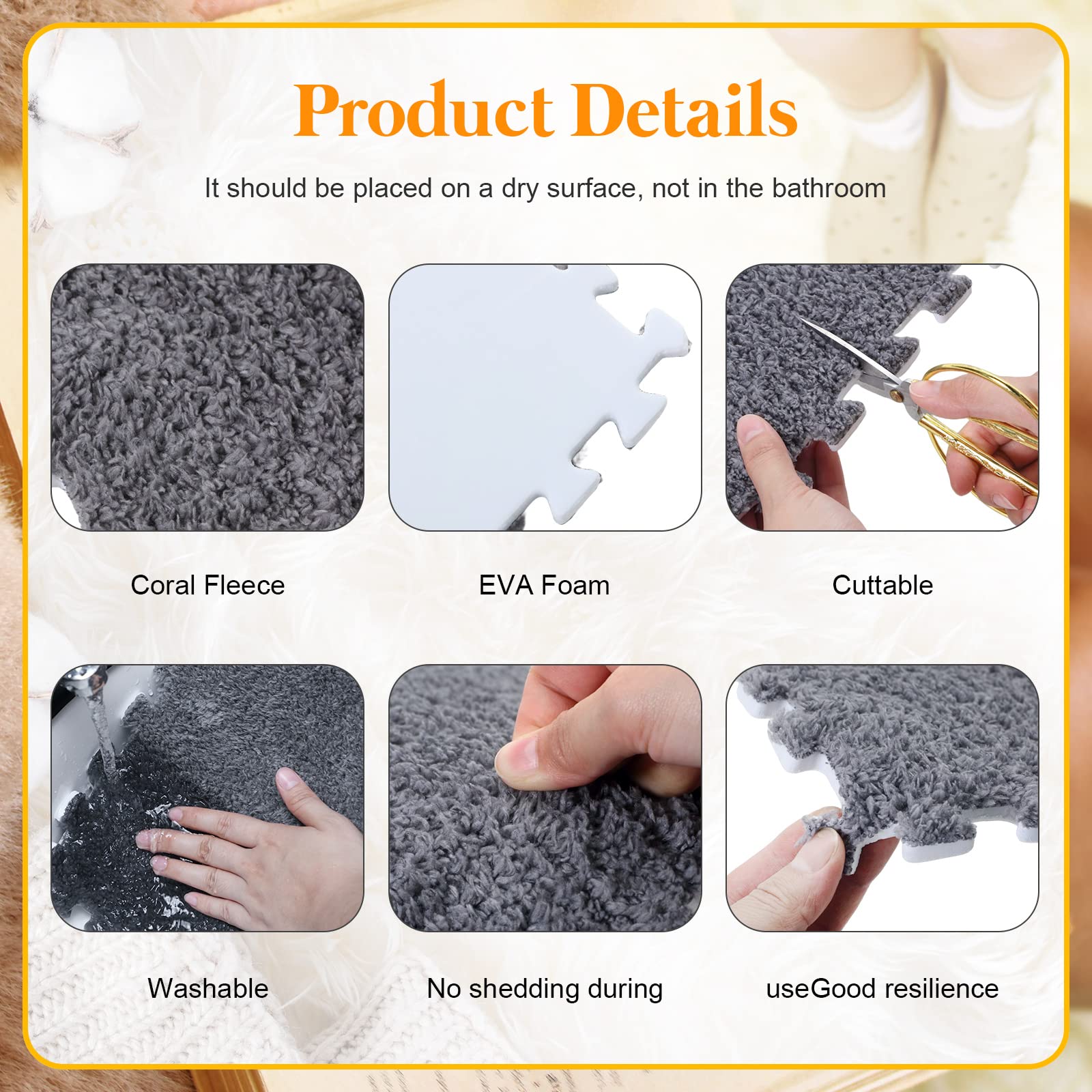 Shihanee 100 Tiles Bulk Foam Play Mat Interlocking Carpet Tiles Baby Play Mat Short Coral Fleece Plush Puzzle Foam Floor Mat for Kids Toddler Play Area Home Bedroom Parlor(Gray)