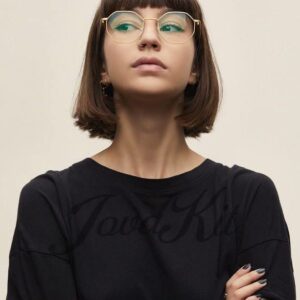 JOVAKIT Polygon Blue Light Blocking Glasses for Women Men Vintage Octagon Square Non-prescription Metal Eyeglasses (Gold 2)