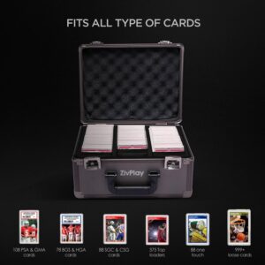 ZivPlay Graded Card Case 108 PSA Slab Capacity Graded Card Storage Box with Anti Theft Metal Locks Fits PSA BGS SGC HGA GMA CSG Trading Sports Cards Gunmetal Grey Color