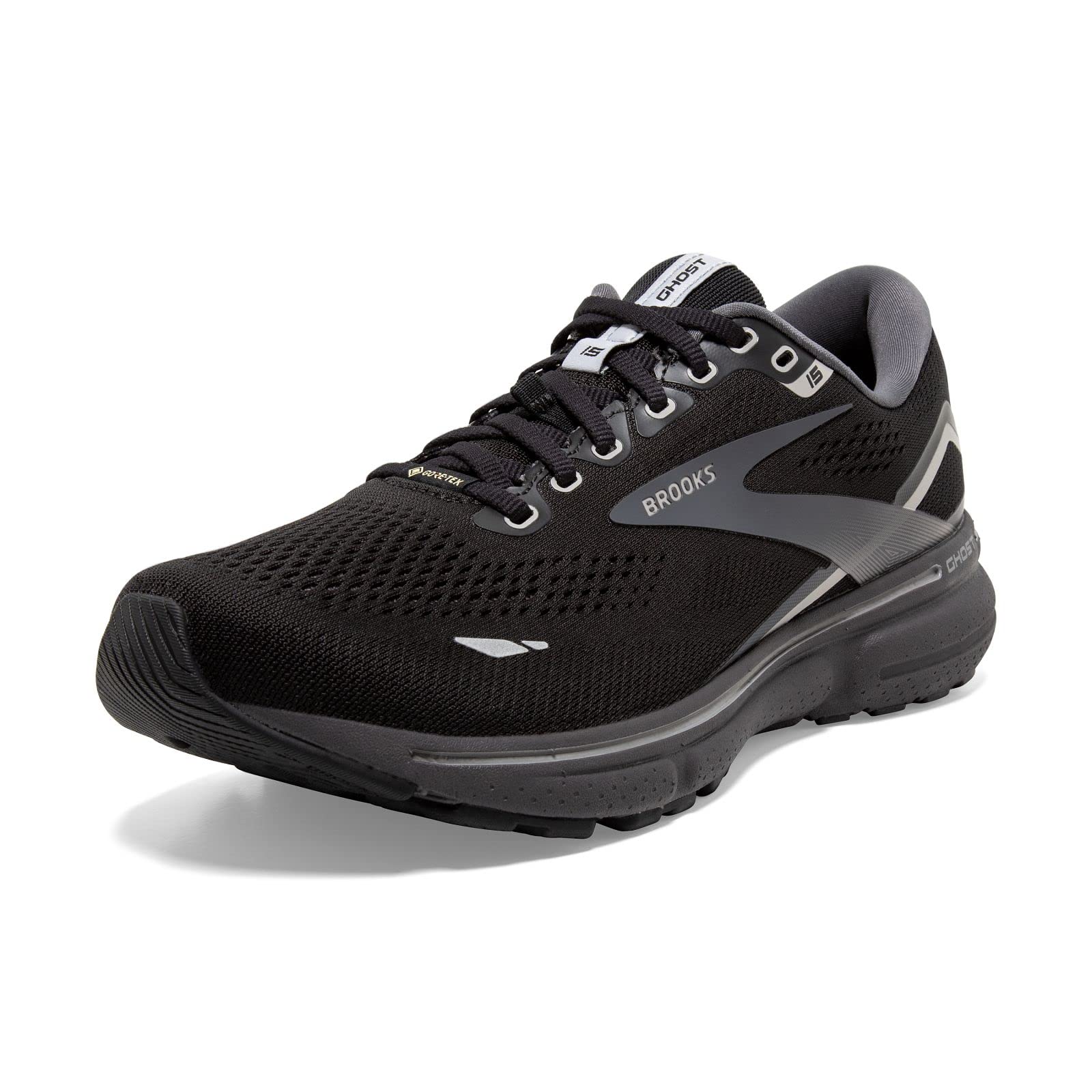 Brooks Men's Ghost 15 GTX Waterproof Neutral Running Shoe - Black/Blackened Pearl/Alloy - 11 Medium