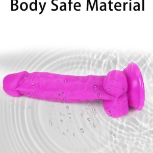 Purple Dildo Adult Sex Toys- 7.1 Inch Realistic Liquid Silicone Dildo with Strong Suction Cup for Shower Hands-Free Play, Lifelike Soft Penis Dildo for Man, Small Beginner Dildo for Women and Couples