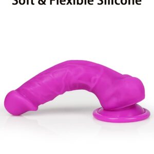 Purple Dildo Adult Sex Toys- 7.1 Inch Realistic Liquid Silicone Dildo with Strong Suction Cup for Shower Hands-Free Play, Lifelike Soft Penis Dildo for Man, Small Beginner Dildo for Women and Couples