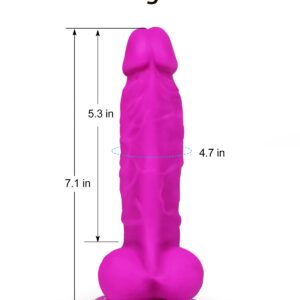 Purple Dildo Adult Sex Toys- 7.1 Inch Realistic Liquid Silicone Dildo with Strong Suction Cup for Shower Hands-Free Play, Lifelike Soft Penis Dildo for Man, Small Beginner Dildo for Women and Couples