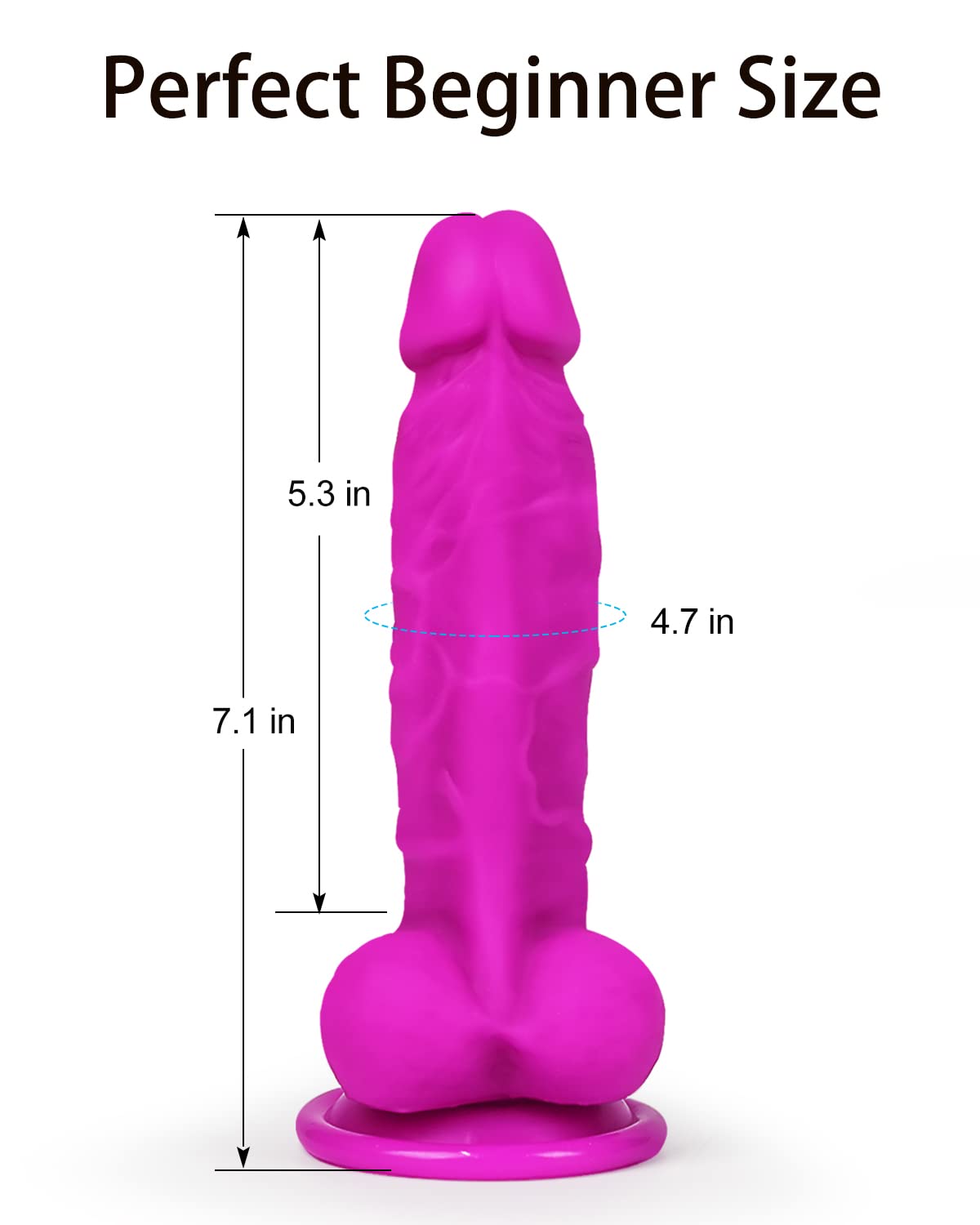 Purple Dildo Adult Sex Toys- 7.1 Inch Realistic Liquid Silicone Dildo with Strong Suction Cup for Shower Hands-Free Play, Lifelike Soft Penis Dildo for Man, Small Beginner Dildo for Women and Couples