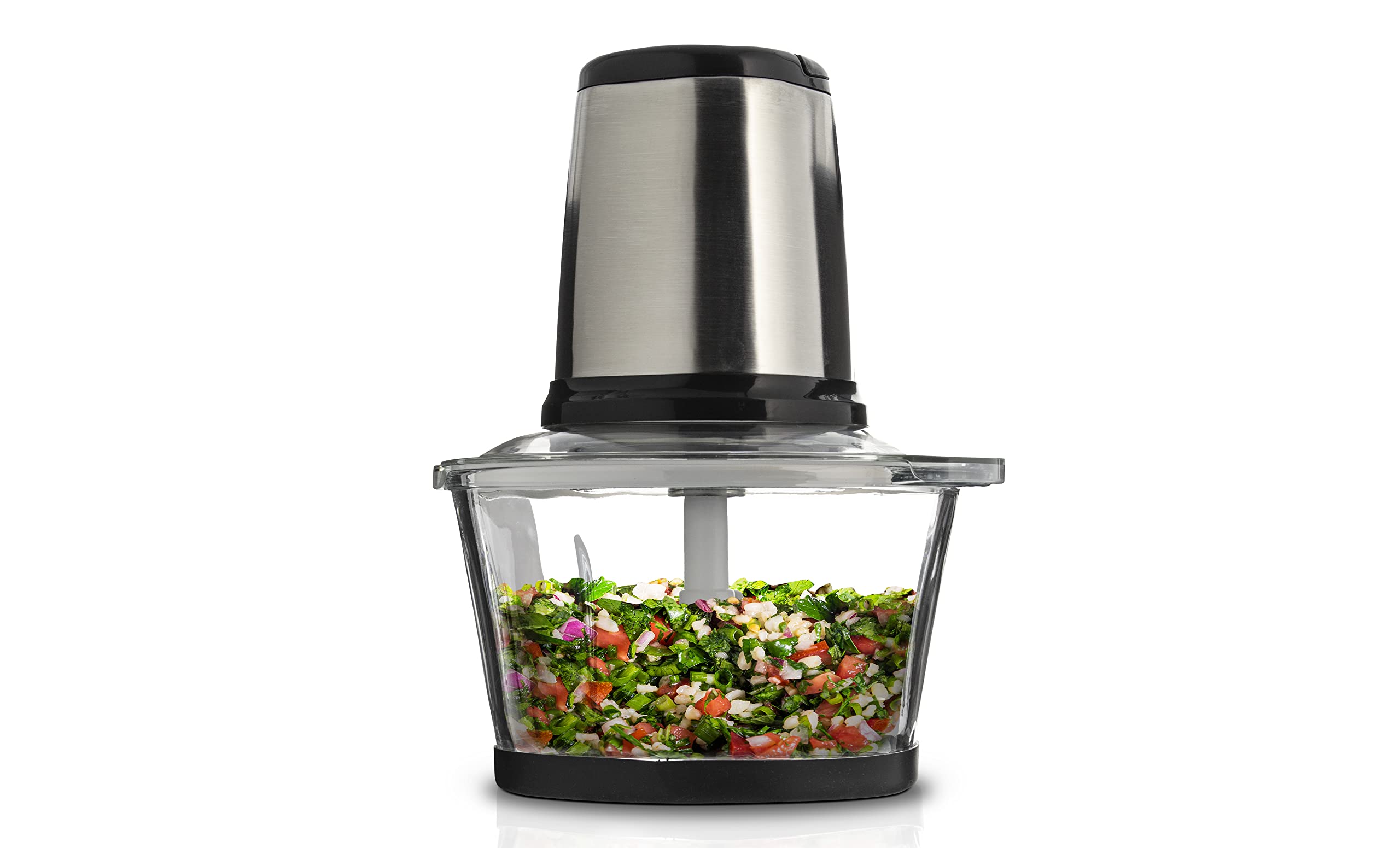 Eternal Living Food Processors & Vegetable Chopper with Glass Bowl Ground Meat Vegetables Fruits Nuts Ice, Stainless Steel