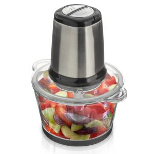 Eternal Living Food Processors & Vegetable Chopper with Glass Bowl Ground Meat Vegetables Fruits Nuts Ice, Stainless Steel