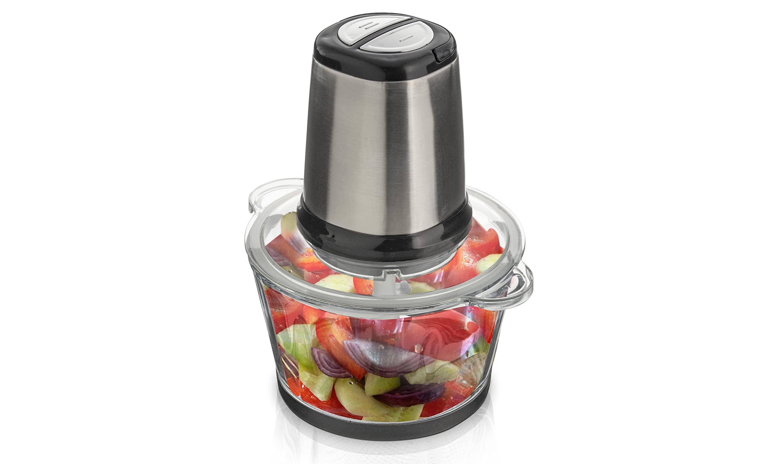 Eternal Living Food Processors & Vegetable Chopper with Glass Bowl Ground Meat Vegetables Fruits Nuts Ice, Stainless Steel