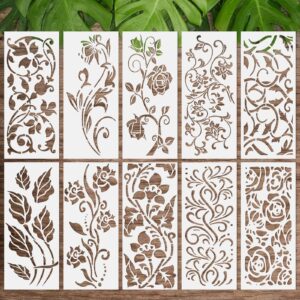 10 Pieces Leaf Painting Stencils Leaf Wall Stencil Botanical Leaves Reusable DIY Crafts Drawing Templates Stencils for Painting on Wood Wall Canvas Card Home Decor