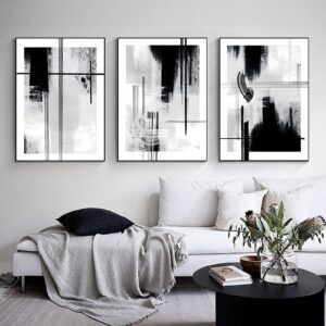 Black Neutral Wall Art Black and White Abstract Print Abstract Line Print Modern Abstract Wall Art Modern Line Painting Abstract Painting Black Ink Wall Art Black and Beige Painting 16x24inx3 No Frame