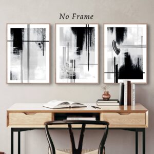 Black Neutral Wall Art Black and White Abstract Print Abstract Line Print Modern Abstract Wall Art Modern Line Painting Abstract Painting Black Ink Wall Art Black and Beige Painting 16x24inx3 No Frame