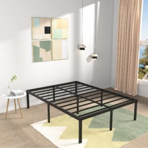 DiaOutro 18 Inch Queen Bed Frame Heavy Duty Metal Platform with Non Slip Mattress Gaskets