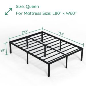 DiaOutro 18 Inch Queen Bed Frame Heavy Duty Metal Platform with Non Slip Mattress Gaskets