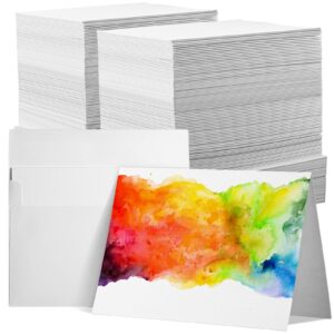 Fainne 200 Set 5 x 7 Inch Pure Cotton Watercolor Cards Set Foldable Blank Cotton Watercolor Cards with Envelopes 140lb Heavyweight Paper Watercolor Postcards for Art Painting Creative Thank Note