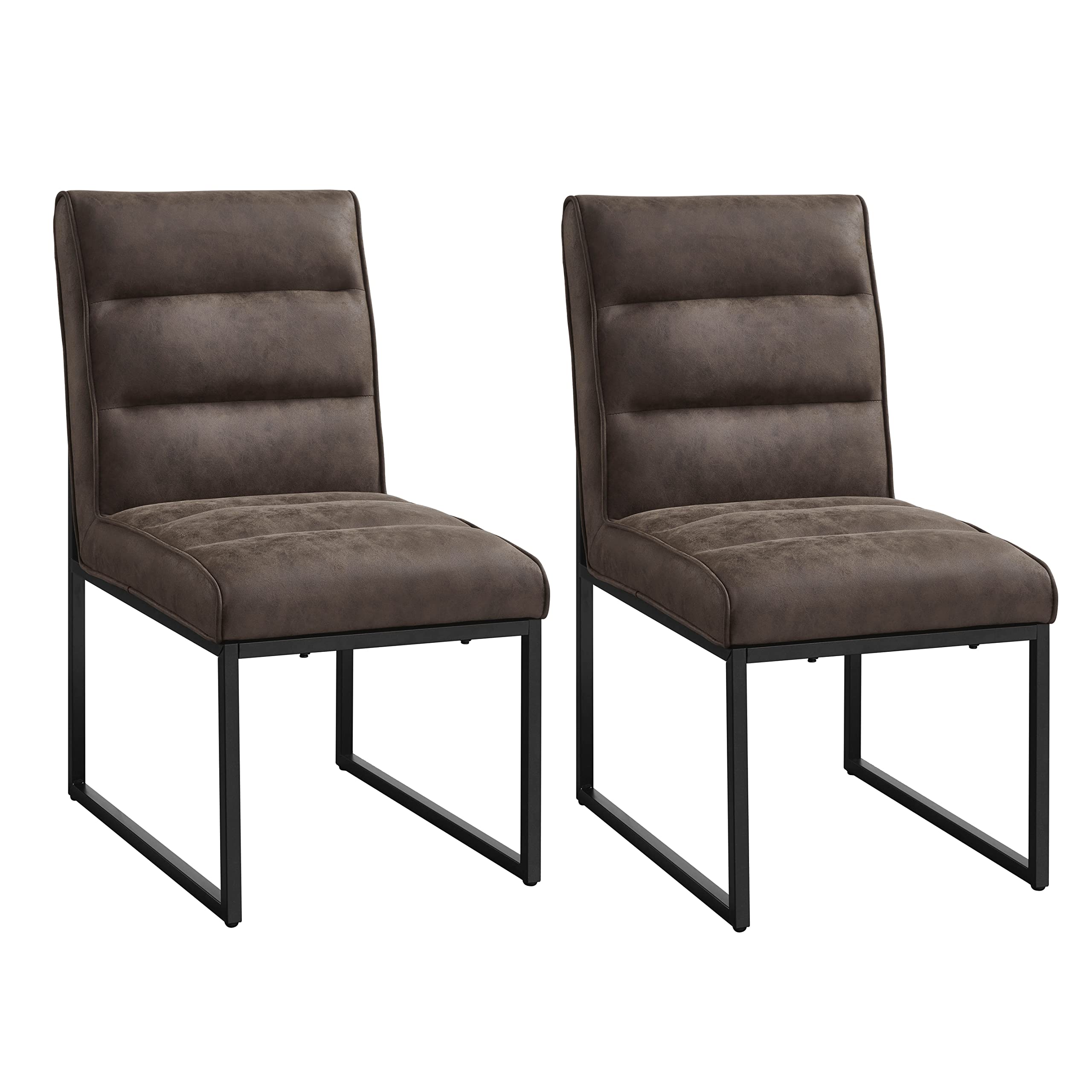 Ball & Cast Modern Kitchen Dining Chairs Upholstered Faux Leather Chairs with Metal Frame, Set of 2, Grey