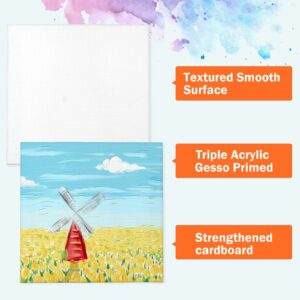 20 Pack 4x4 in Mini Canvases, Small Painting Canvas Panel with Mini Easel, Art Canvas Painting Kit with 10 Brushes & 5 Paint Tray for Kids Teenagers Acrylic Pouring Oil Water Color Gift…