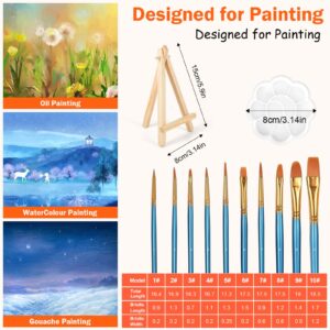 20 Pack 4x4 in Mini Canvases, Small Painting Canvas Panel with Mini Easel, Art Canvas Painting Kit with 10 Brushes & 5 Paint Tray for Kids Teenagers Acrylic Pouring Oil Water Color Gift…