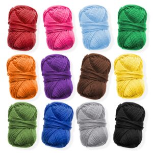 CraftBud Acrylic Yarn Skeins 12 x 50g - 1200 Yards - Yarn for Crocheting - Soft Crochet Yarn for Knitting and Crafts - Multicolored Crochet Craft Yarn for Adults and Kids - 12 Pack