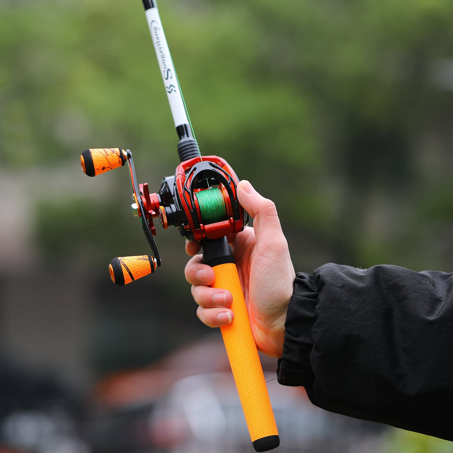 Sougayilang Fishing Rod and Reel Combo, Medium Fishing Pole with Casting Reel, Baitcaster Combo, SuperPolymer Handle-Orange-6ft with right handle reel