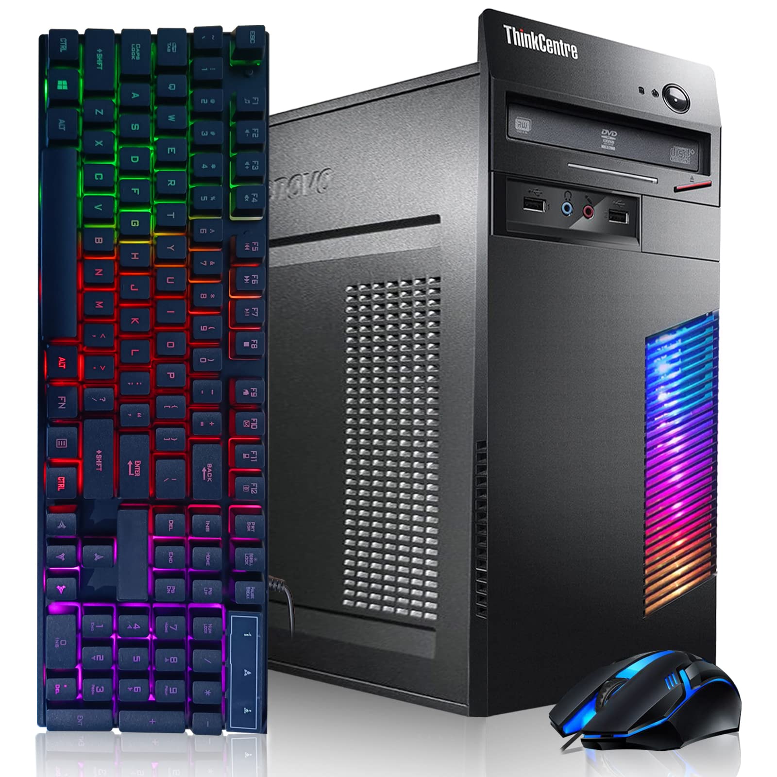 Lenovo Gaming PC Desktop Computer - Intel Quad I5 up to 3.6GHz, GeForce GTX 1660 Super 6G GDDR6, 16GB Memory, 256G SSD + 3TB, RGB Keyboard & Mouse, WiFi & Bluetooth 5.0, DVD, Win 10 Pro (Renewed)