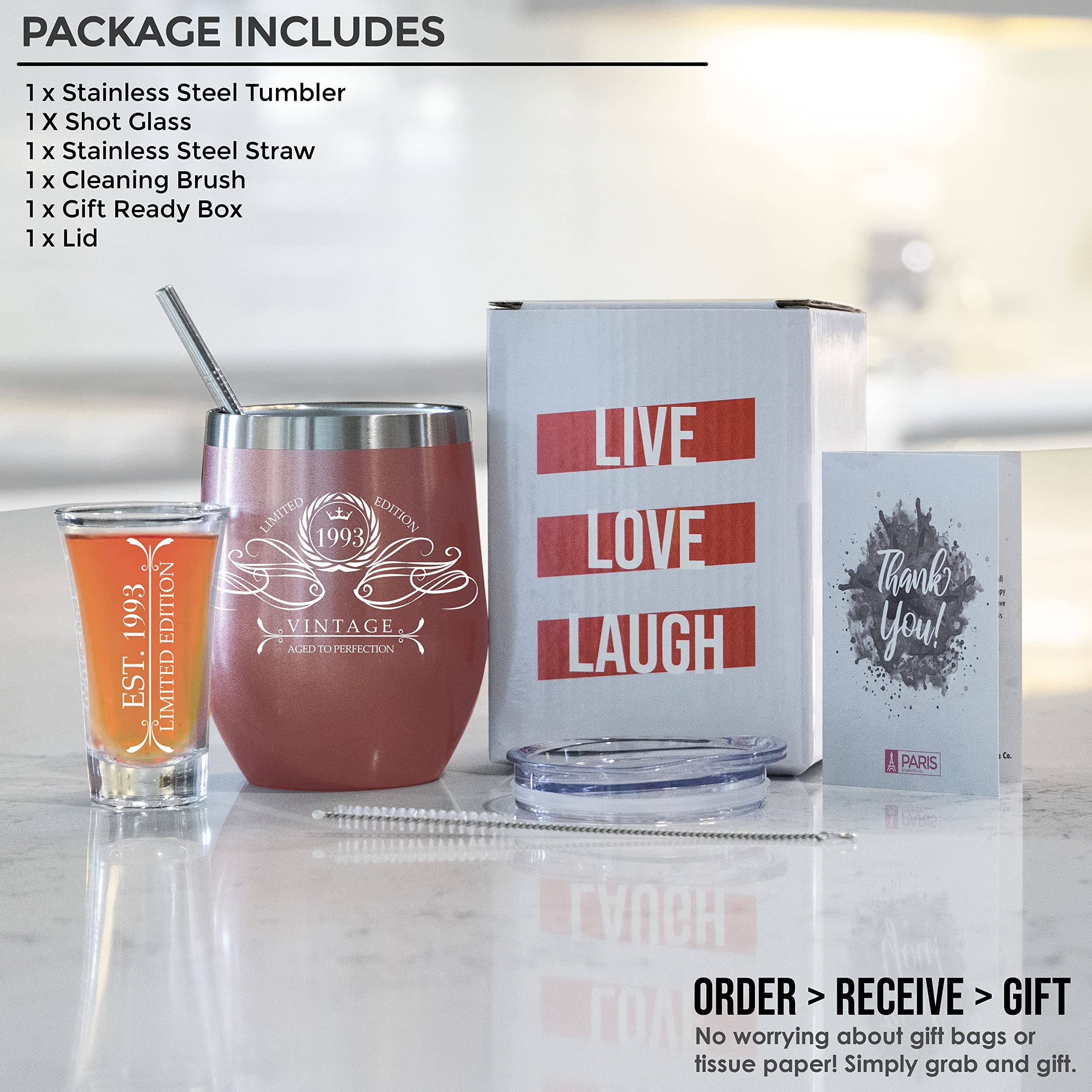 30th Birthday Gifts For Her - 1993 30th Birthday Decorations For Women Her - 30 Year Old Gifts, 30 Birthday Idea Presents For Women, Her, Wife, Daughter, Girlfriend, Friends, Sisters - 12 Oz Tumbler