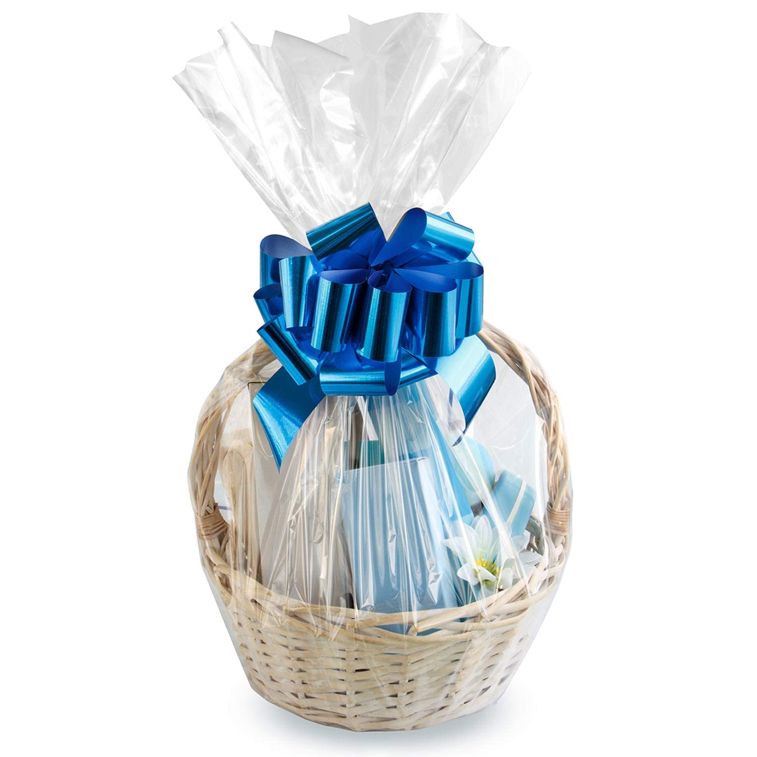 Morepack 16x24Inches Cellophane Bags for Gift Baskets,Clear Cellophane Basket Bags 10Pieces