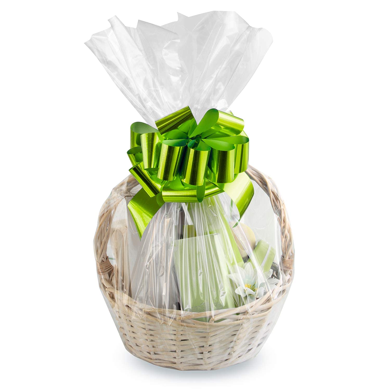 Morepack 16x24Inches Cellophane Bags for Gift Baskets,Clear Cellophane Basket Bags 10Pieces