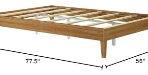 Plank+Beam Solid Wood Platform Bed Frame, Strong Wood Slat Support, No Box Spring Needed, Easy Assembly, Matte Pecan, Queen