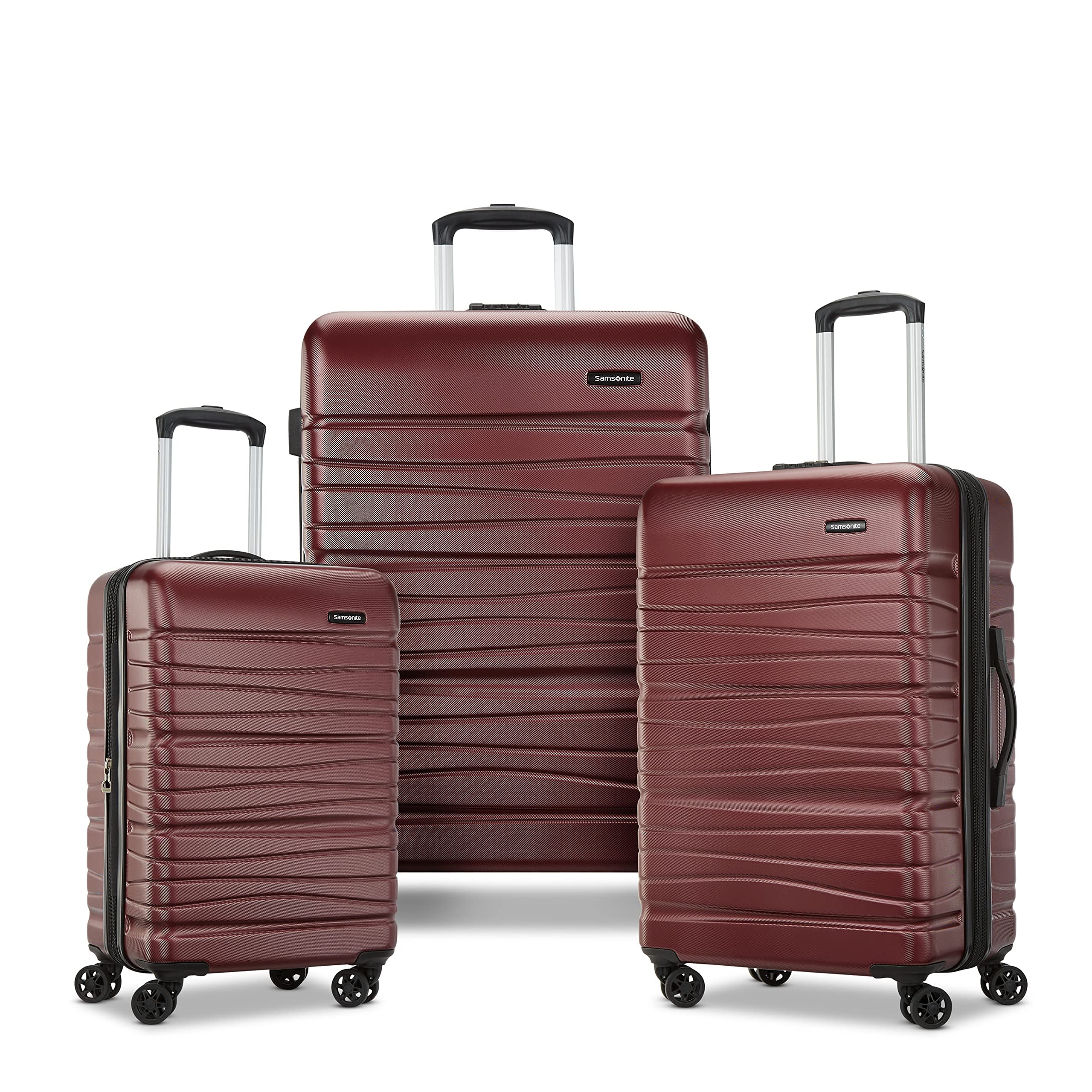 Samsonite Evolve SE Hardside Expandable Luggage with Double Spinner Wheels, Matte Burgundy, 3PC Set (CO/M/L)