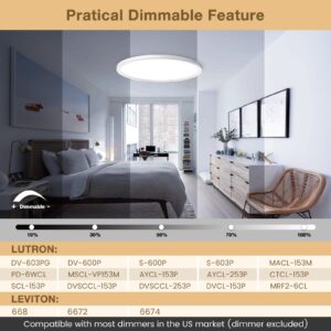 Super Slim 3200LM 12Inch LED Ceiling Lights Flush Mount, Dimmable 3000K 4500K 6000K CCT, Low Profile Surface Mount Light Fixtures, 24W Thin Flat LED Panel Lights for Bedroom Bathroom Kitchen, 2 Packs