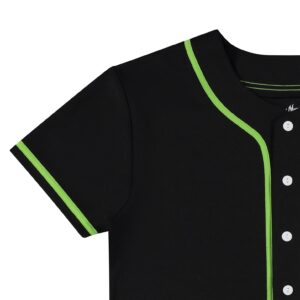 RICK AND MORTY Mens Jersey Mens Baseball Jersey - Rick & Morty Mesh Button Down Jersey (Black, Medium)