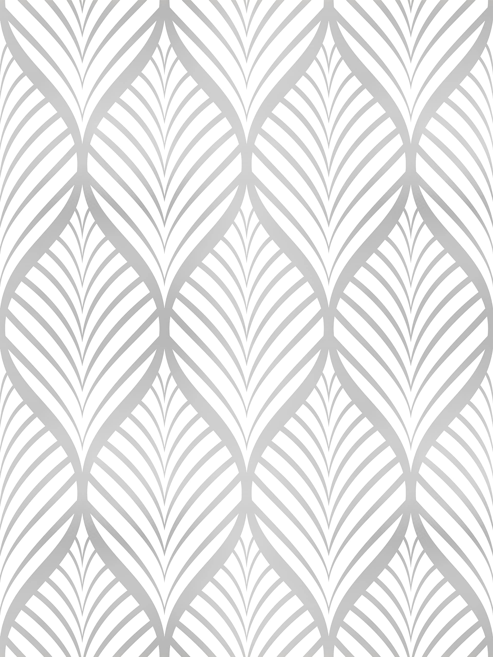 Amiya Silver Gray Peel and Stick Wallpaper Modern Boho Removable Vinyl Contact Paper Leaf Self Adhesive Bathroom Wallpaper for Cabinets 17.7" x 120" Renter Friendly