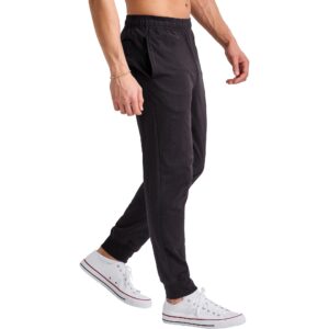 Hanes Originals Cotton Joggers, Jersey Sweatpants for Men with Pockets, 30" Inseam, BLACK