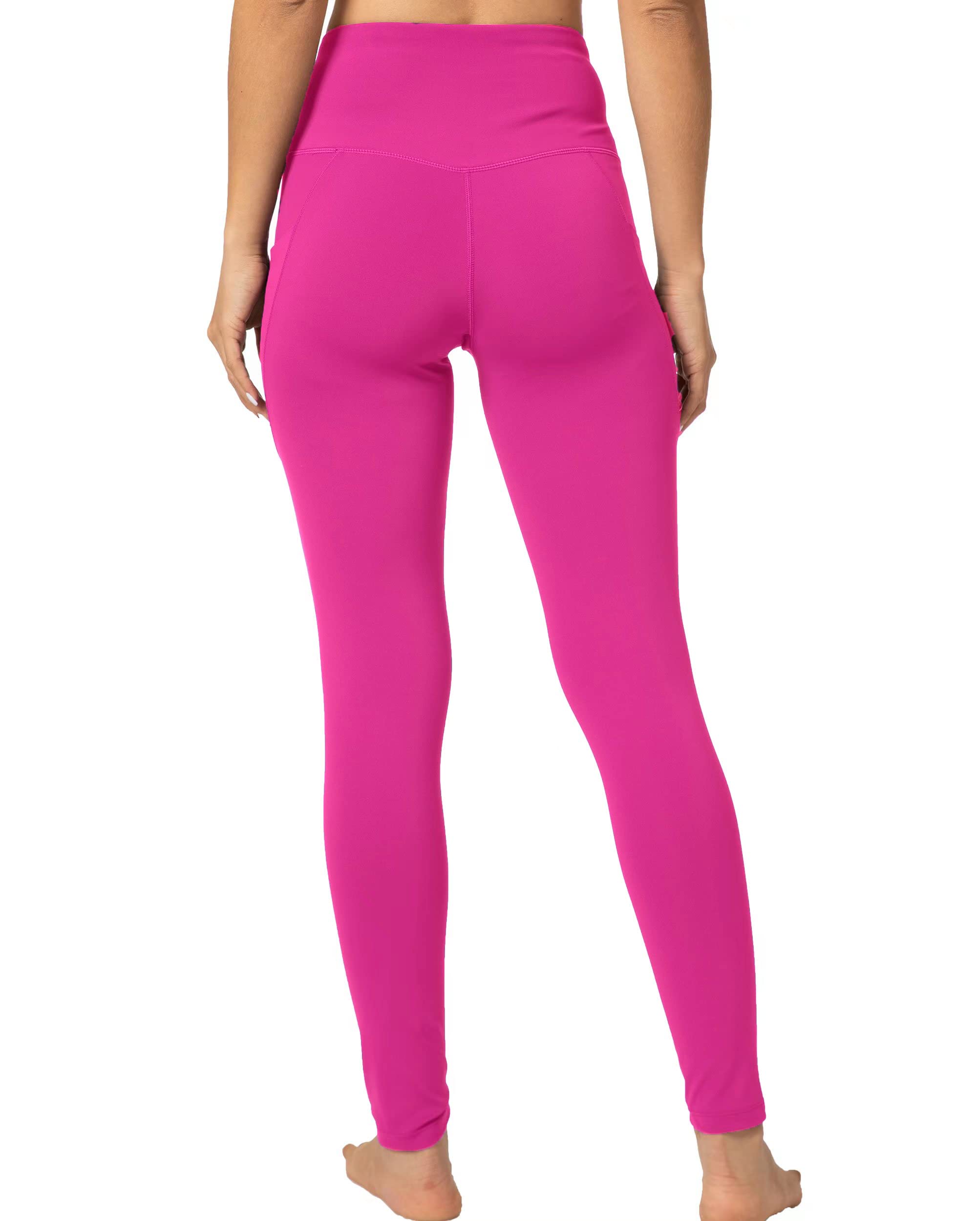 Kcutteyg Yoga Pants for Women with Pockets High Waisted Leggings Workout Sports Running Athletic Pants (Hot Pink, Small)