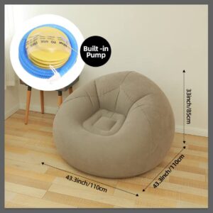 Inflatable Bean Bag Chair for Adults, Kids, and Teens - Washable Cover, Eco-Friendly Filler - Perfect Lounge Chair for Living Room, Bedroom, or Floor Seating Grey