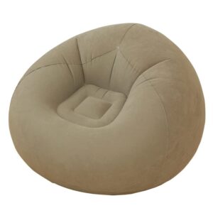 inflatable bean bag chair for adults, kids, and teens - washable cover, eco-friendly filler - perfect lounge chair for living room, bedroom, or floor seating grey