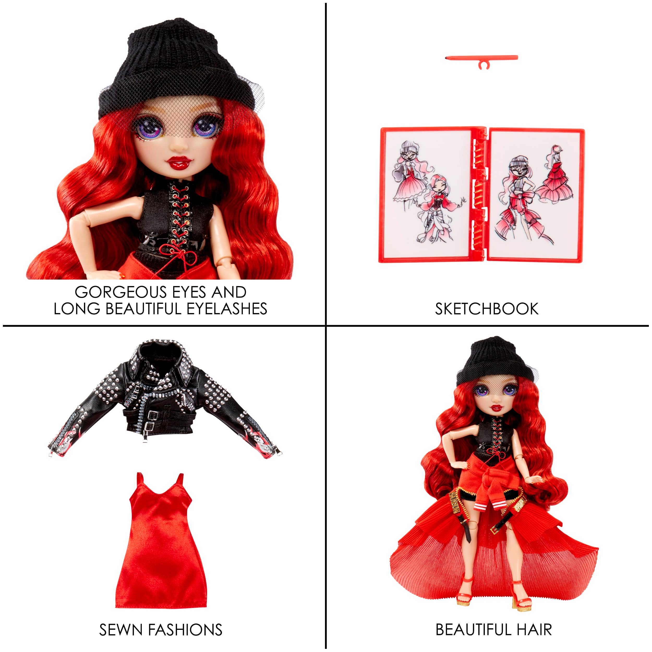 Rainbow High Fantastic Fashion Ruby Anderson - Red 11” Fashion Doll and Playset with 2 complete doll outfits, and fashion play Accessories, Great Gift for Kids 4-12 Years Old