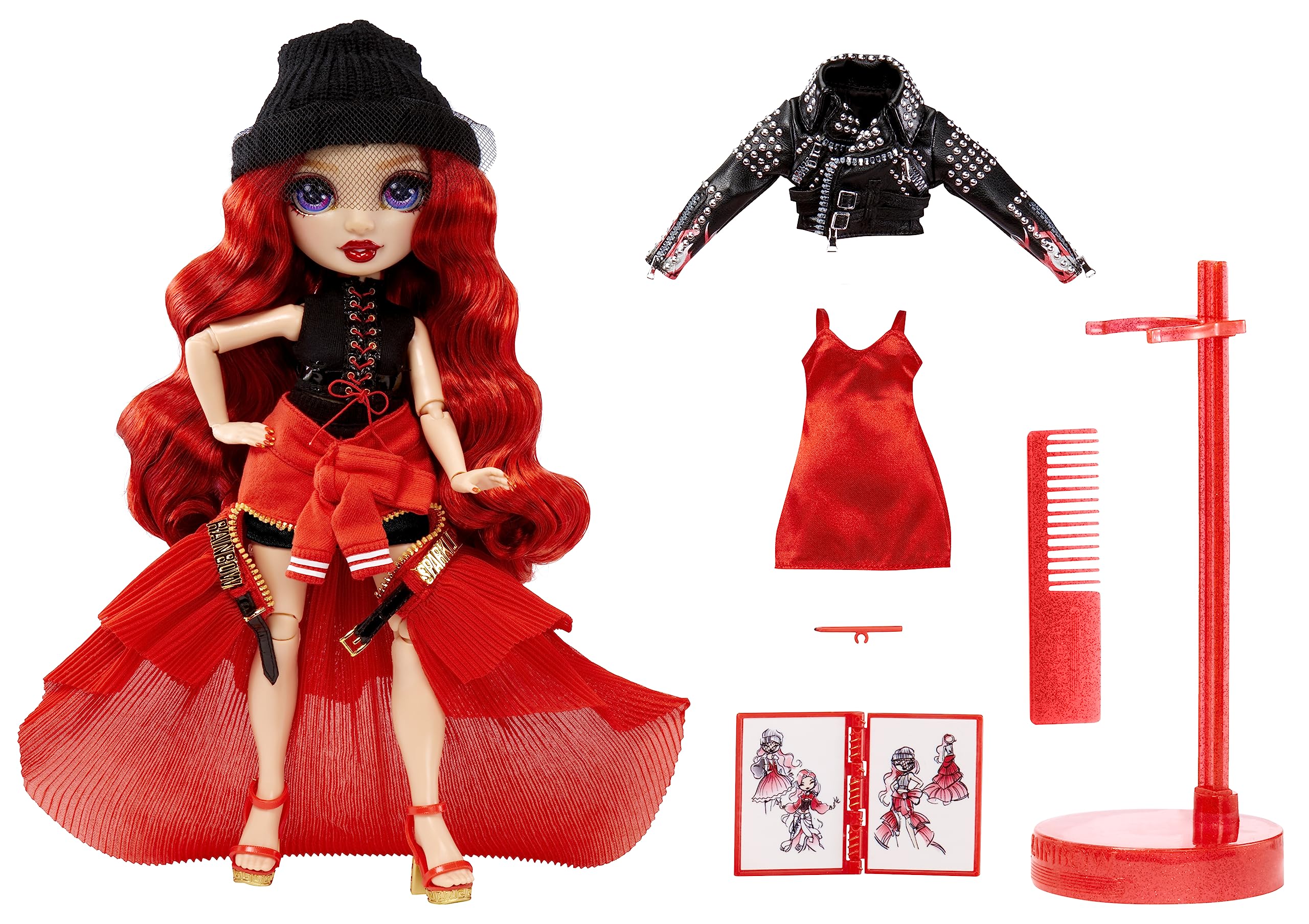 Rainbow High Fantastic Fashion Ruby Anderson - Red 11” Fashion Doll and Playset with 2 complete doll outfits, and fashion play Accessories, Great Gift for Kids 4-12 Years Old