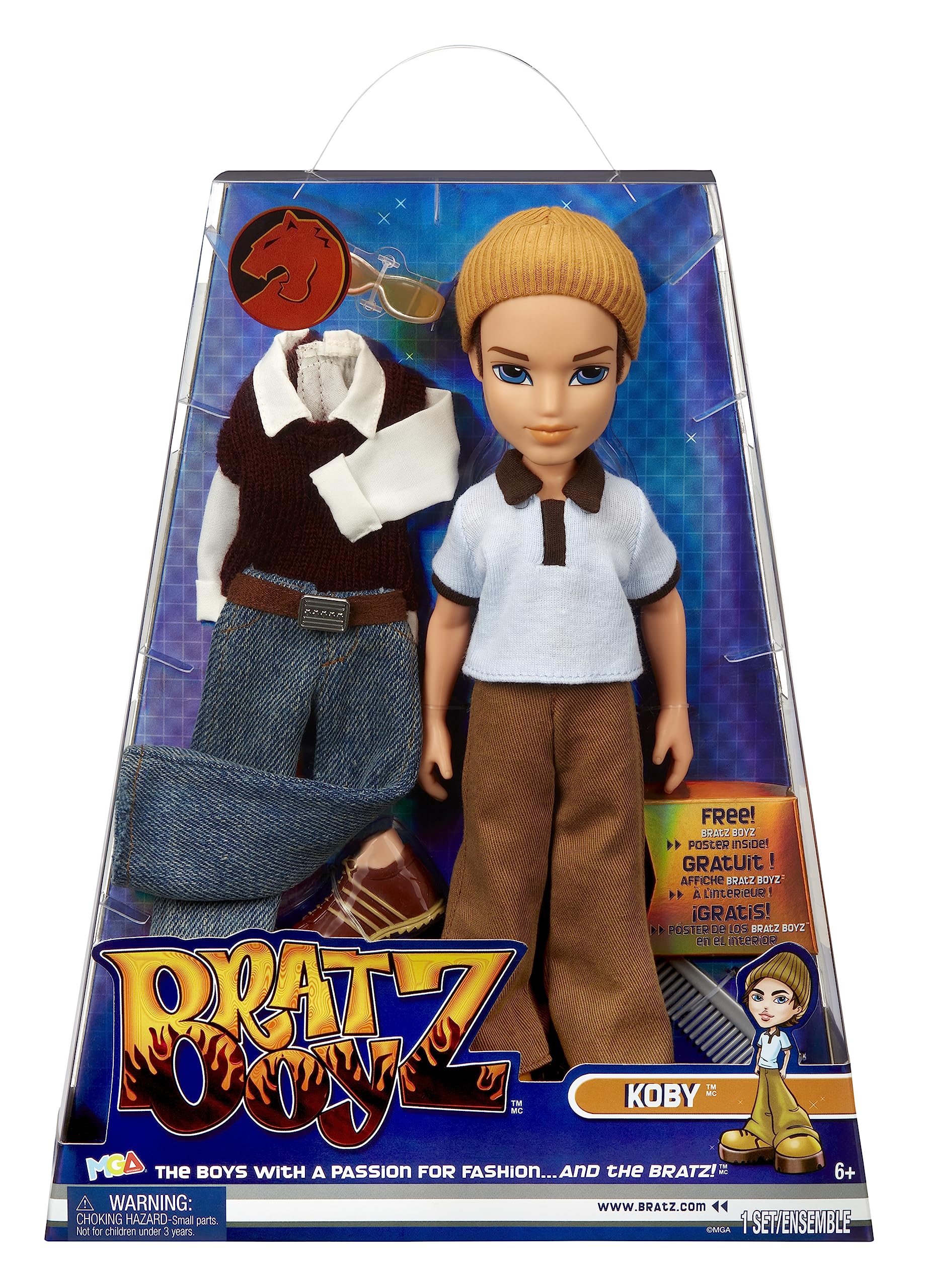 Bratz Original Fashion Doll Koby Boyz Series 3 with 2 Outfits and Poster, Collectors Ages 6 7 8 9 10+