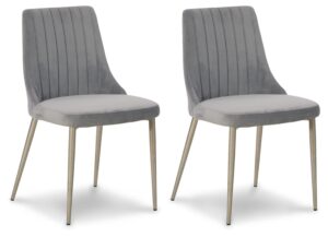 signature design by ashley barchoni classic upholstered dining chair with metal frame, set of 2, metallic & gray