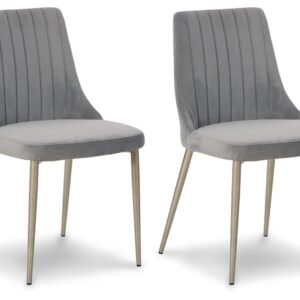 Signature Design by Ashley Barchoni Classic Upholstered Dining Chair with Metal Frame, Set of 2, Metallic & Gray