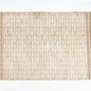 Fennco Styles 100% Jute Design Farmhouse Placemats 13" W x 19" L, Set of 4 - Ivory Table Mats for Home, Dining Room, Banquets, Family Gathering and Special Occasion (Ivory)