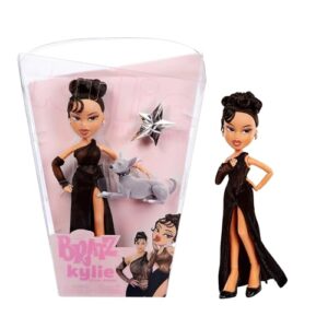 bratz x kylie jenner night fashion doll with evening gown, pet dog, and poster