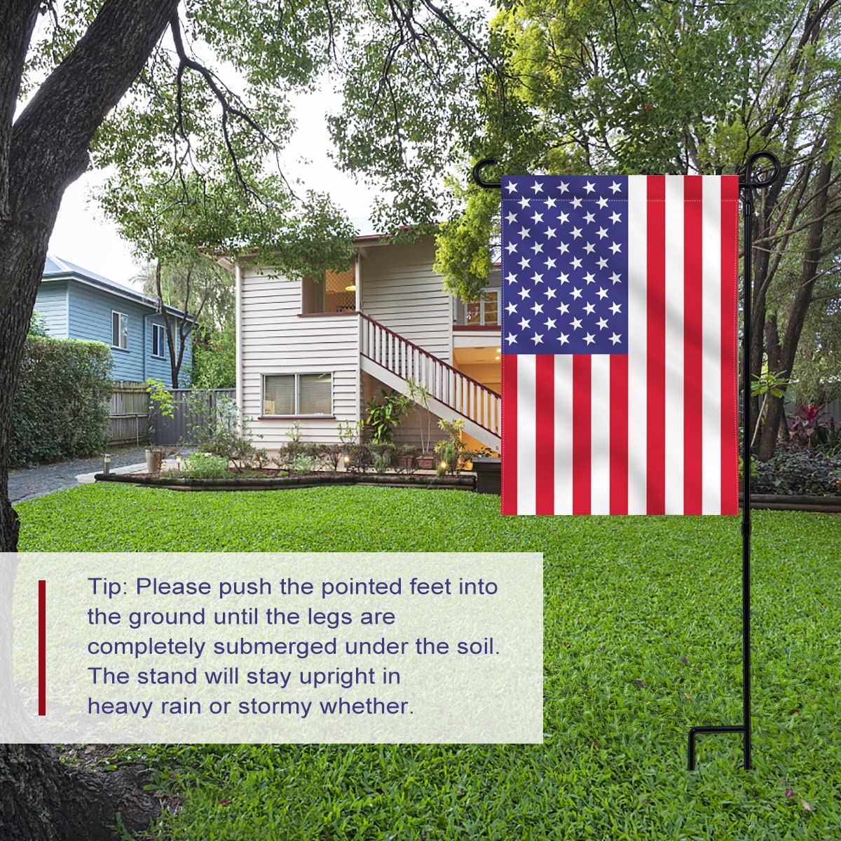 YEAHOME Garden Flag Stand Holder, Premium Yard Flag Holder Weather-Proof Metal Powder-Coated Flagpole for American Flag, Christmas Garden Flag, Outdoor Garden Decor Decoration