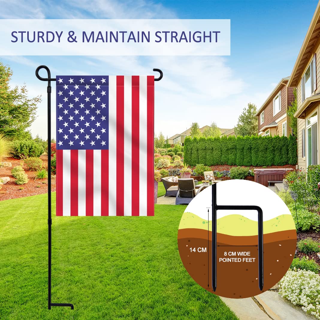 YEAHOME Garden Flag Stand Holder, Premium Yard Flag Holder Weather-Proof Metal Powder-Coated Flagpole for American Flag, Christmas Garden Flag, Outdoor Garden Decor Decoration