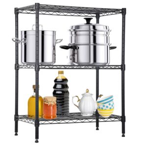 MKDLUFEI 3-Tier Wire Shelving Unit Adjustable Height 450Lb Capacity Small Metal Shelving for Storage 24"x14"x30" Metal Shelves for Kitchen, Office, Pantry, Laundry, Closet, Organizer Wire Rack