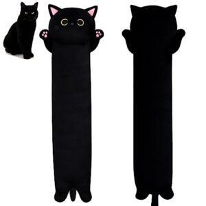 mufeiruo long cat plush pillow black cat body pillow, 40.5" cute black cat stuffed animals plush cat plushie, kawaii stuffed cat toys throw pillow for kids christmas decorations