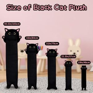 MUFEIRUO Long Cat Plush Pillow Black Cat Body Pillow, 40.5" Cute Black Cat Stuffed Animals Plush Cat Plushie, Kawaii Stuffed Cat Toys Throw Pillow for Kids Christmas Decorations